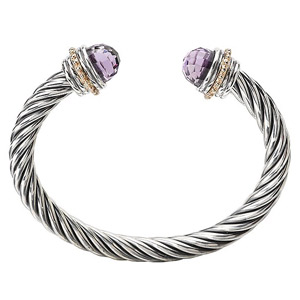 Sterling and 14 K Yellow Gold Bracelet with Amethyst Caps