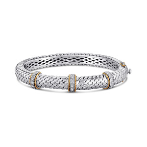 Bracelet/Bangle with 0.26ct Diamonds 14K And 925 Sterling Silver
