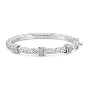 Steel and 925 Sterling Silver Bracelet with Diamonds