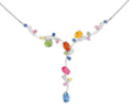 3.70 Carats of  Multi Color Sapphires  Set in a White Gold Necklace with Diamonds