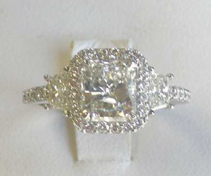 Radiant Center Platinum Engagement Ring
