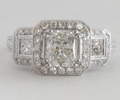 Radiant 1.31 carats center Platinum Engagement Ring