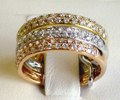 Tri color Diamond Wedding band