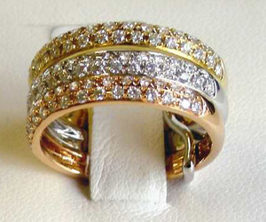 Tri color Diamond Wedding band