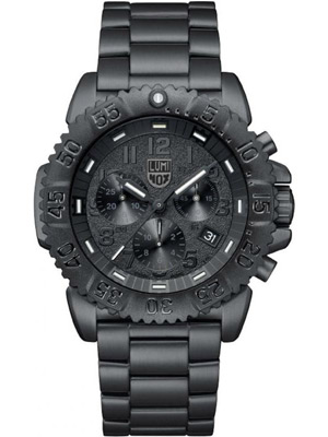 Luminox Watch Stainless Steel Black Dial Date Chronograph Black Out 3812