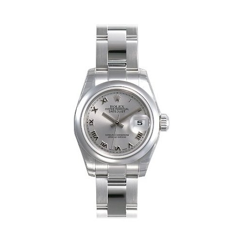 New style ladies' stainless steel Rolex; Rhodium colored dial with applied 