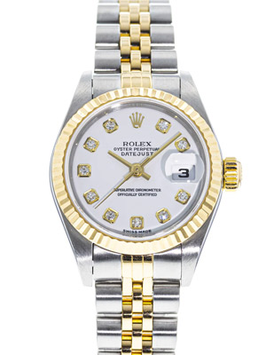 Rolex Watch Lady Datejust White Dial With Diamonds 26 mm Case