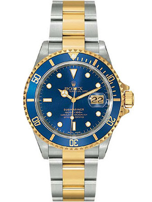 Rolex Submariner 16613 Mens Watch With Blue Dial Blue Insert