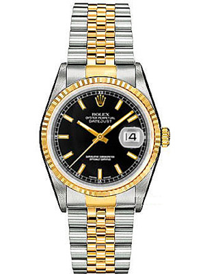Rolex Mens Watch Datejust Black Dial Date Chronometer