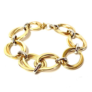 Gold Chain Bracelet in 14 Karat Yellow and White Gold