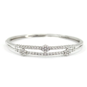 Bangle Bracelet with 1 Ct Round Diamonds in 10 K White Gold