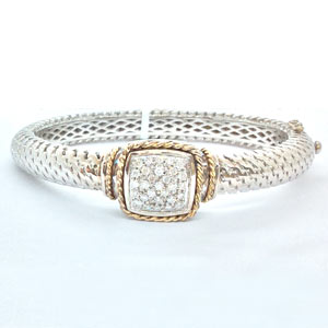 14K Yellow Gold Sterling Silver Bracelet with .53 Carat Diamonds