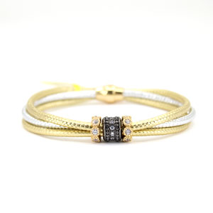 Italian Bracelet in yellow and White Gold Vermeil with White Sapphires