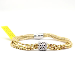 Italian Bracelet in Yellow Gold Vermeil with White Sapphires