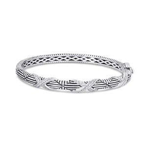 Sterling Silver & Steel Bracelet with Diamonds