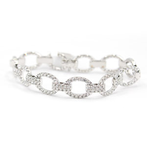 14 Karat White Gold Bracelet Set With 5 Carats of Diamonds