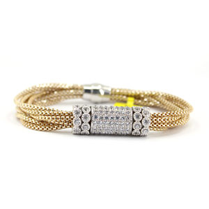 Italian Yellow Gold Vermeil Bracelet with Sapphires in Rondel
