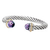 Sterling silver bracelet with amethyst caps