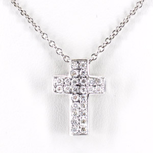 .45 Ct.tw Diamond Cross Pendant in 14 K White Gold with Rolo Chain
