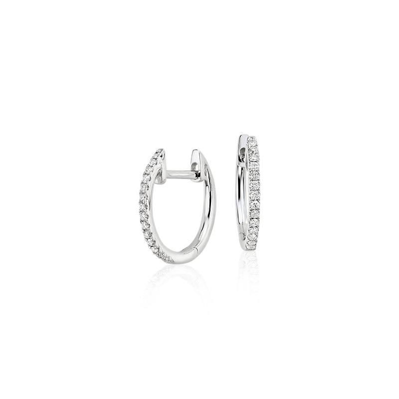 14 K White Gold 20 mm Diamond Hoop Earrings with 1/2 cttw Diamonds