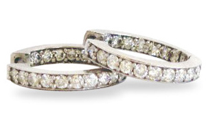 Inside-Out Diamond Hoop Earrings White Gold .75 Carat 17 mm