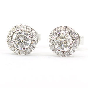 .70 Carat Total Centers Diamond Earrings Set in 18 Karat White Gold