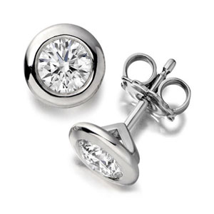 Diamond Earrings 1.08 Carats total 14 K White Gold