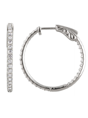 26 mm Inside Out Diamond Hoop Earrings in 14K White Gold