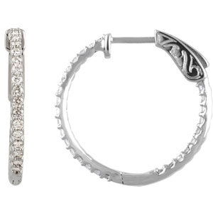 23 mm Inside Out Diamond Hoop Earrings in 14K White Gold