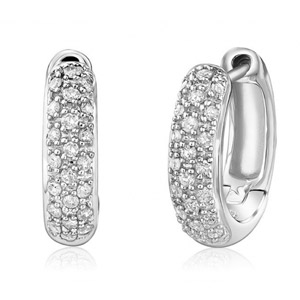 3 Carats 3 Rows Diamond Hoop Earrings in 18 K White Gold
