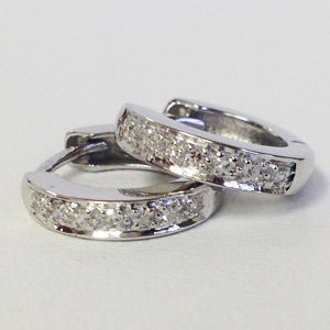 14 mm Diamond Huggies Earrings White Gold