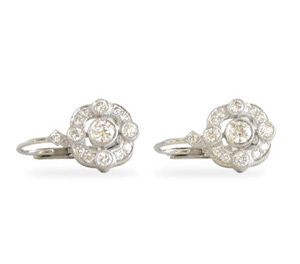 Floral Diamond Earrings 18K White Gold