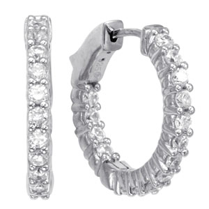 20 mm Diamonds Inside and Out Hoops 14kt White Gold 1.41 Ct. tw