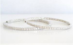 Inside-Out Diamond Hoops Earrings 44 mm Diameter 1.44 Ct.tw White Gold