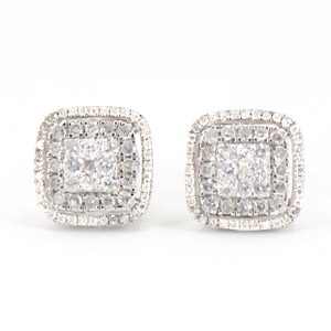 10 Karat White Gold Earrings .65 Carats Round Diamonds