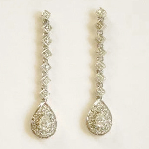 Diamond Dangling Earrings .50 Ct White Gold
