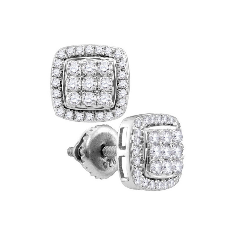 Half Carat tw. White Gold Earrings with 66 Round Diamonds