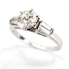 1.08 Ct Round Diamond and Tapered Baguette Ring in 14K White Gold