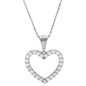 14K White 1 CTW Diamond Heart 18