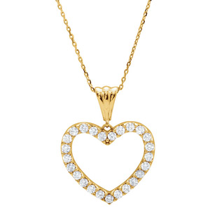 14K Yellow 1 CTW Diamond Heart 18