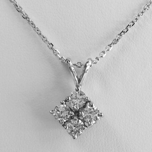 4 Diamonds Necklace 1.02 Ct.tw
