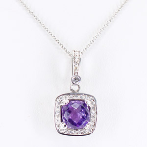 Amethyst and Diamond Necklace in 18K White Gold