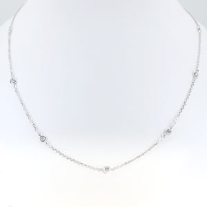 White Gold Necklace with 10 Round Diamonds.50 Ct. tw