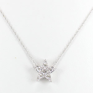 Diamond 5-Pointed Star Necklace in White Gold