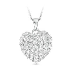 14 Karat White Gold Heart Necklace with 1/4 Carat Diamonds