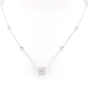 Diamond Necklace with .40 Carat Round Brilliant Center and 1.02 Ct.tw