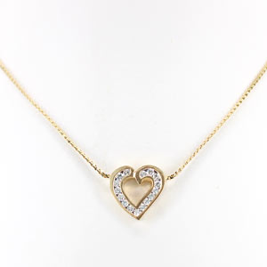 Heart Necklace Round Diamonds 14 Karat Yellow Gold