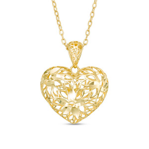 14 Karat Yellow Gold Heart Necklace