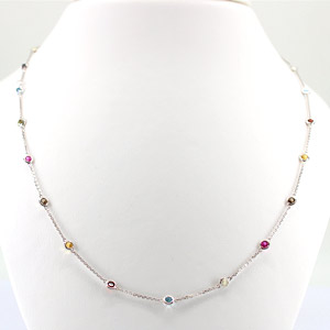 Semi-precious Stones Necklace in 14K White Gold