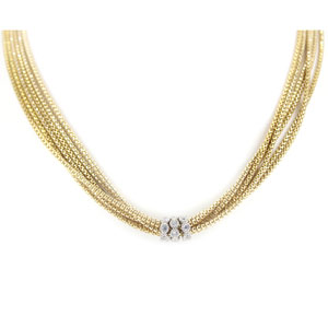 Italian Yellow Gold Vermeil Necklace with White Gold Rondel with Sapphires